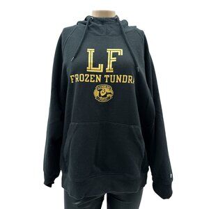 Champion Lambeau Field Frozen Tundra Black Oversized Hooded Sweatshirt Women 2XL